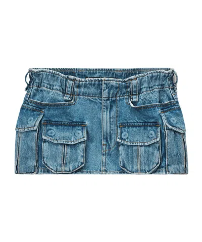 Alexander Wang Mid-waist Working Pocket Mini Skirt In Blue
