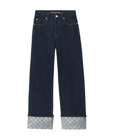 Alexander Wang Middle Waist Straight Tube Jeans In Blue