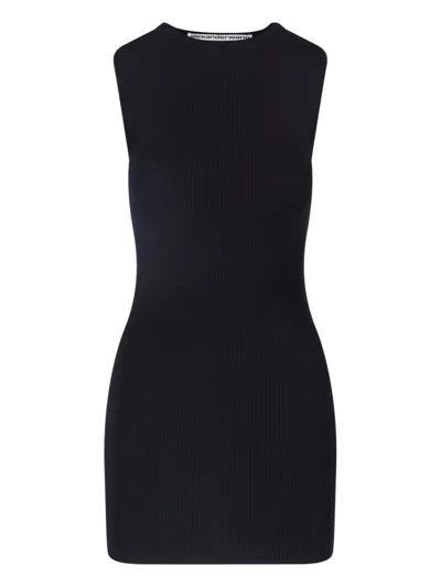Alexander Wang Midi Logo Dress In Black