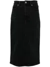Alexander Wang Black Pencil Denim Midi Skirt In Black