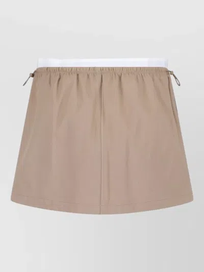 Alexander Wang Midi Skirt Knee Length Drawstring Waistband Zip In Brown