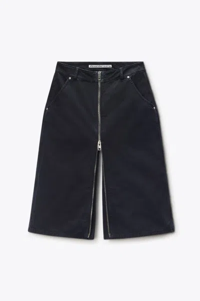 Alexander Wang Midi Skort With Front Zip And Utility Details Washed Black