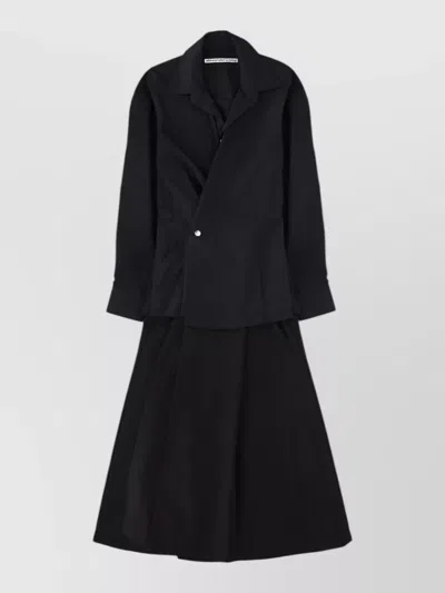 Alexander Wang Midi Wrap Dress Asymmetric Button Collar In Black