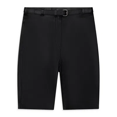 Alexander Wang Mid-rise Belted Leather Shorts Black In 4