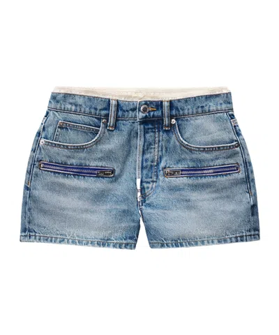 Alexander Wang Mid-rise Denim Shorts In Blue