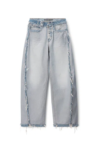 Alexander Wang Mid-rise Inverted Blow Up Jean With Embossed Logo Inverted Bleach Blue In Multi