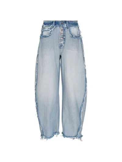 Alexander Wang Mid-rise Inverted Blow Up Jean With Embossed-logo In Blue