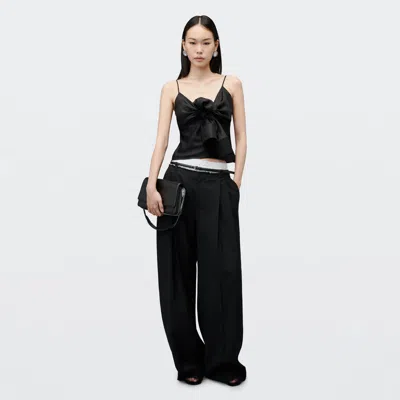 Alexander Wang Mid-rise Layered Boxer Tailored Pant In Black/white Pinstripe