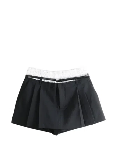 Alexander Wang Mid-rise Layered Boxer Tailored Shorts In Black