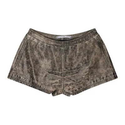 Pre-owned Alexander Wang Mid-rise Leather Mini Short W/ Elasticated Waistband 'multicolor' | Multi-color | Wom