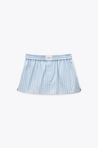 Alexander Wang Mid-rise Mini Boxer Skort Light Blue Stripe