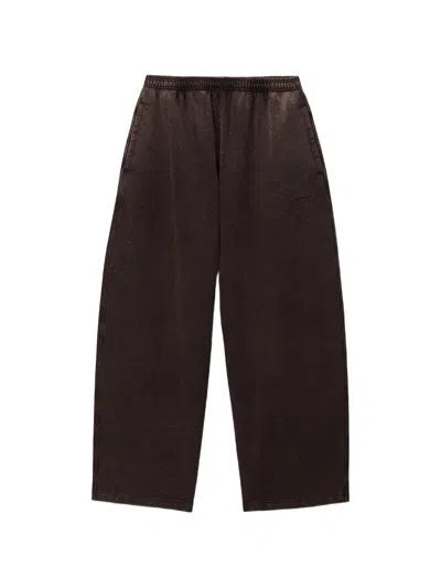 Alexander Wang Mid-rise Oversized Sweatpants W/ All-over Hotfix In Brown