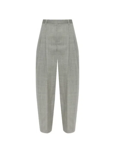 Alexander Wang Mid-rise Pleated Zip-pockets Wool Trousers In Gray