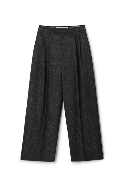 Alexander Wang Mid-rise Tailored Pant W/ Embellished Chain In Charcoal