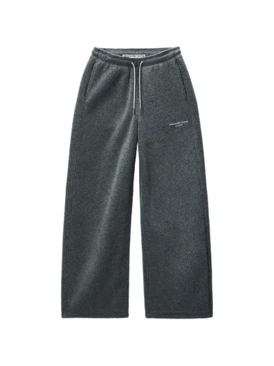 Alexander Wang Crystal Drawcord Mid-rise Trackpant In Gray
