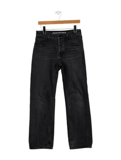 Pre-owned Alexander Wang Mid-rise Wide Leg Jeans In Black
