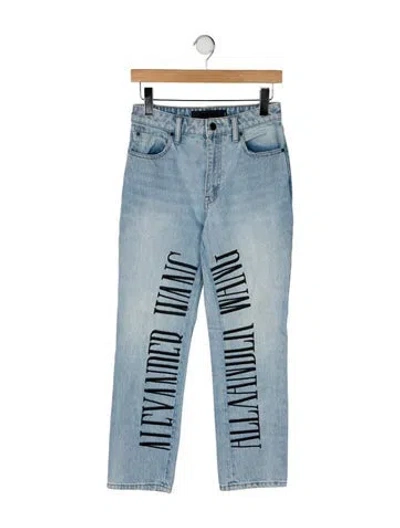 Pre-owned Alexander Wang Mid-rise Wide Leg Jeans In Blue