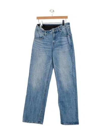 Pre-owned Alexander Wang Mid-rise Wide Leg Jeans In Blue