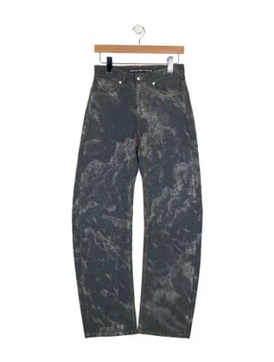 Pre-owned Alexander Wang Mid-rise Wide Leg Jeans In Gray