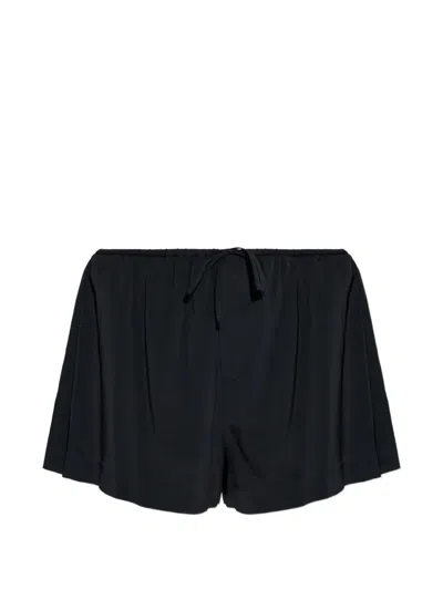 Alexander Wang Mid-rised Pleated Drawstring Shorts In Black