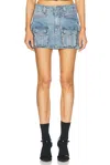 Alexander Wang Cargo Pocket Skirt In Vintage Light Indigo