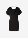 Alexander Wang Cowl Neck Mini Dress In Embossed Logo On The Front