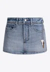 Alexander Wang High Rise Skort With Chain Belt Short Blue In Blue
