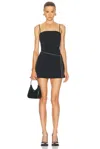 Alexander Wang Chain Belt Stretch Wool Blend Minidress In Blue