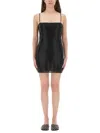 Alexander Wang Mini Dress With Crystal Accents And Spaghetti Straps In Black