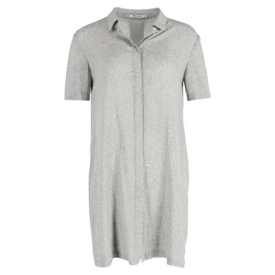 Alexander Wang Mini Fray Detail Shirt Dress In Grey Cotton