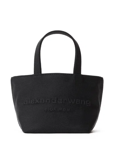 Alexander Wang Mini Punch Logo-embossed Leather Tote Bag In Black