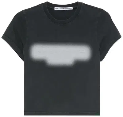 Alexander Wang Mini Shrunken Tee With Embossed Graphic In Black