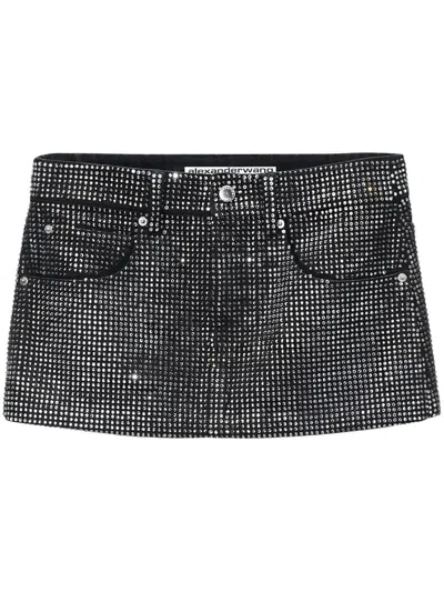 Alexander Wang Mini Skirt All Over Distressed Crystal Clothing