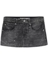 Alexander Wang All-over Crystal Denim Mini Skirt In Black