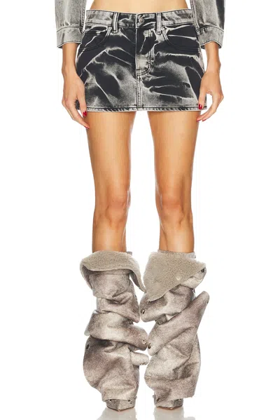 Alexander Wang Mini Skirt In Black Acid Crush