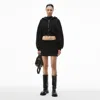 Alexander Wang Mini Skirt In Classic Cotton Terry With Logo Waistband In Faded Black