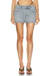 Alexander Wang Thong Strap Mini Denim Skirt In Vintage Faded Indigo