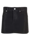 Alexander Wang Hotfix Crystal Denim Miniskirt In Black