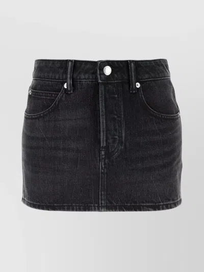 Alexander Wang Black Mid-rise Denim Skort In Grey Aged 015