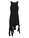 Alexander Wang Deconstructed Rib Cotton Tank Minidress In Black