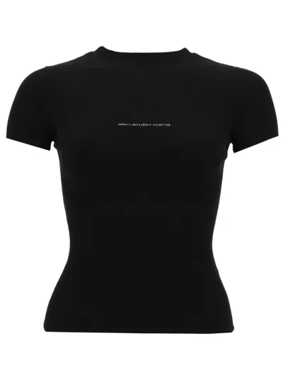 Alexander Wang Mini Top With Luxury Stretch Fabric In Black