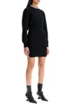Alexander Wang Crystal-embellished Wool-blend Mini Dress In Black