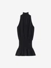 Alexander Wang Ruched Turtleneck Halter Dress In Gathered Details