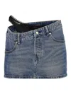 Alexander Wang Dip Side Lace Undie Mini Skirt In Azul