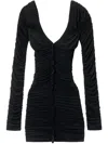 Alexander Wang Ruched Long Sleeve Mini Dress In Black