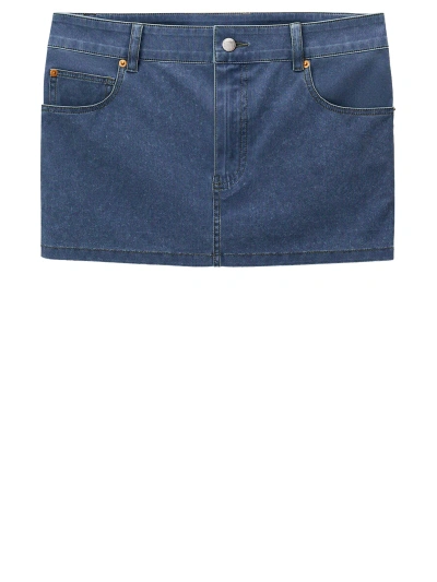 Alexander Wang Miniskirt In Denim Trompeloeil In Blue