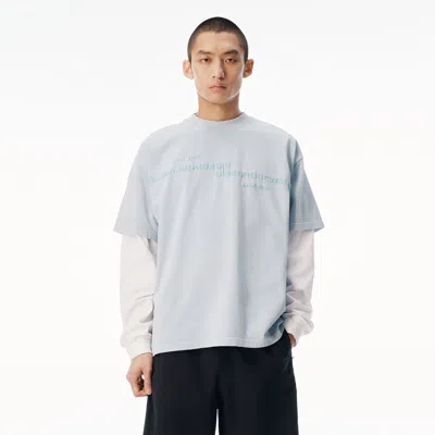 Alexander Wang Mirrored Logo Short Sleeve Tee In Gray