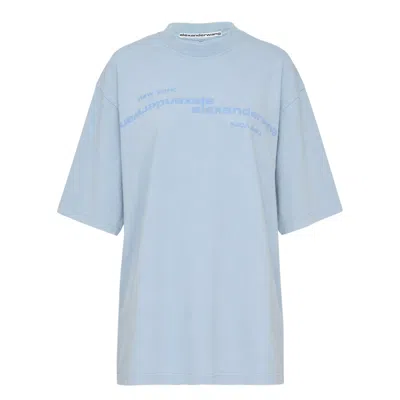 Alexander Wang Mirrored Logo Short Sleeve Tee In Blue