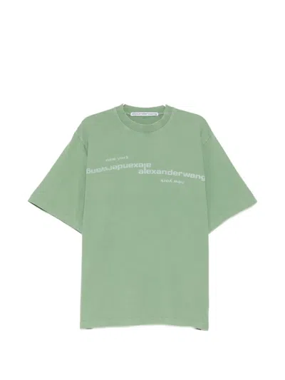 Alexander Wang Mirrored Logo Tee In Green