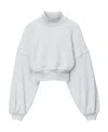 Alexander Wang Mock-neck Cropped Sweatshirt In White